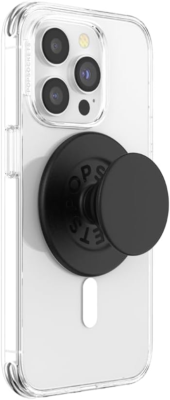 PopSockets Phone Grip Compatible with MagSafe, Adapter Ring for MagSafe Included, Phone Holder, Wireless Charging Compatible - Black