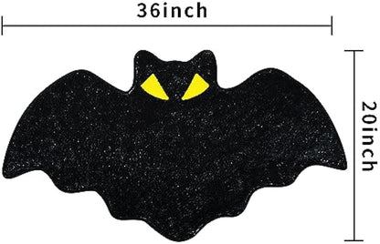 Halloween Bath Mat Irregular Shaped Bat Bathroom Rug for Kids Non-Slip Absorbent Washable Bedside Rug Bedroom Decor Entrance Door Mat for Shower Room and Bathtub Large