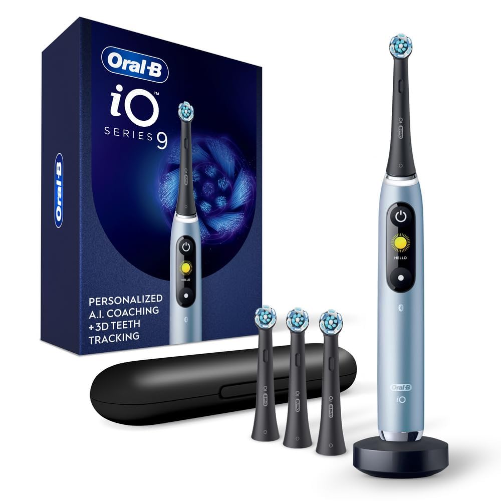 Oral-B iO Series 9 Electric Toothbrush with 3 Replacement Brush Heads, Black Onyx