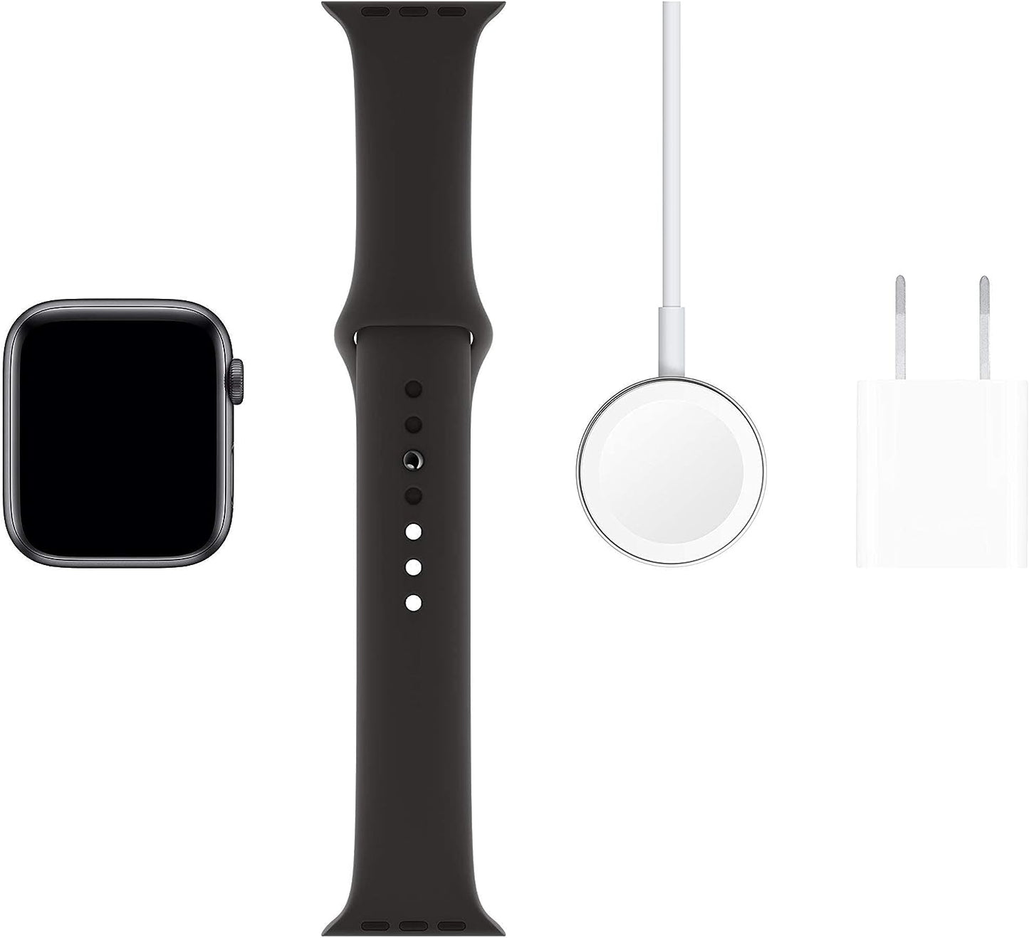 Apple Watch Series 5 (GPS, 44MM) - Space Gray Aluminum Case with Black Sport Band (Renewed)