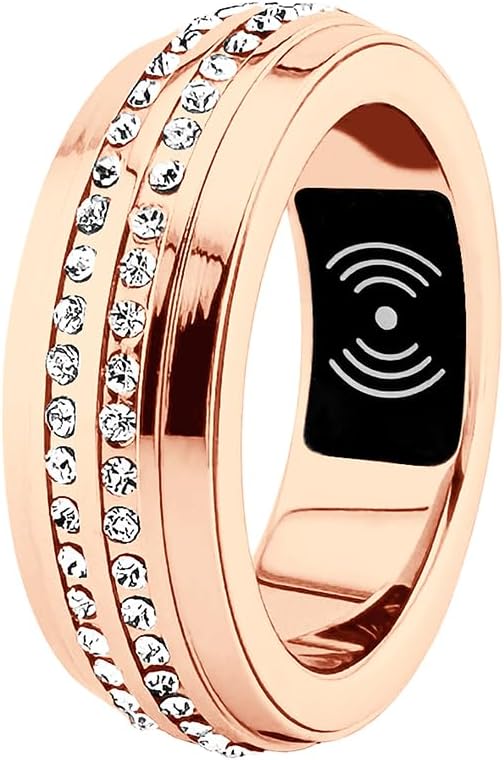 Smart Ring Couple Ring Health Heart Rate Blood Oxygen Exercise Sleep Detection Waterproof Wireless Charging (Rose Gold, 10#-Perimeter 62.8mm), SR500