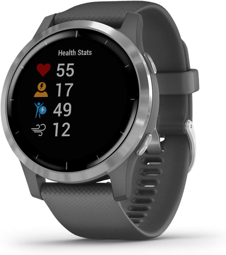 Garmin Vivoactive 4, GPS Smartwatch, Features Music, Body Energy Monitoring, Animated Workouts, Pulse Ox Sensors and More, Black