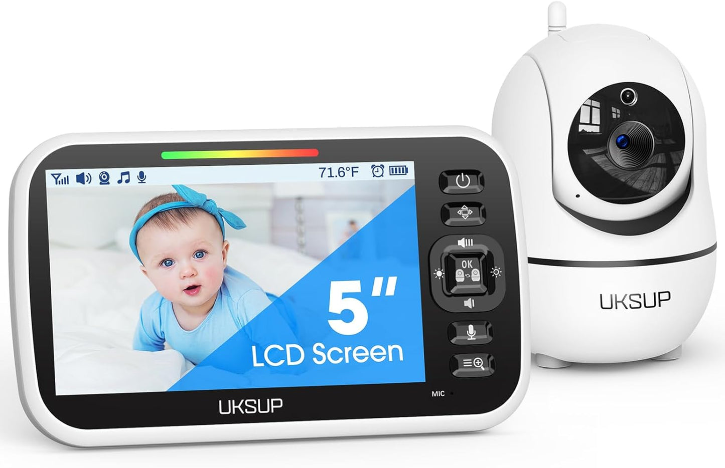 Baby Monitor with Camera and Audio - 5” Display Video Baby Monitor with 29 Hour Battery Life, Remote Pan & Tilt, 2X Zoom,Auto Night Vision, 2 Way Talk, Temperature Sensor,Lullabies,960 Feet Range