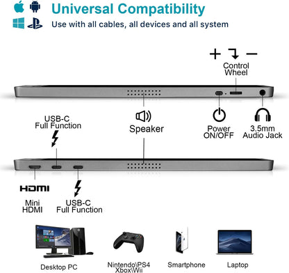 KYY Portable Monitor 15.6inch 1080P FHD USB-C, HDMI Computer Display HDR IPS Gaming Monitor w/Premium Smart Cover & Screen Protector, Speakers, for Laptop PC MAC Phone PS4 Xbox Switch