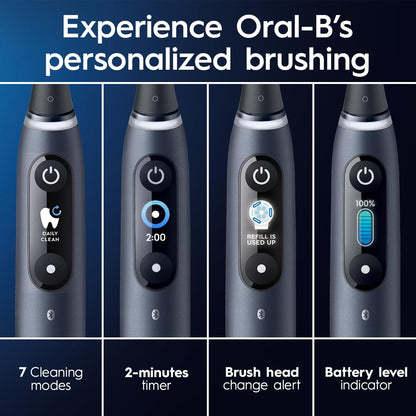 Oral-B iO Series 9 Electric Toothbrush with 3 Replacement Brush Heads, Black Onyx