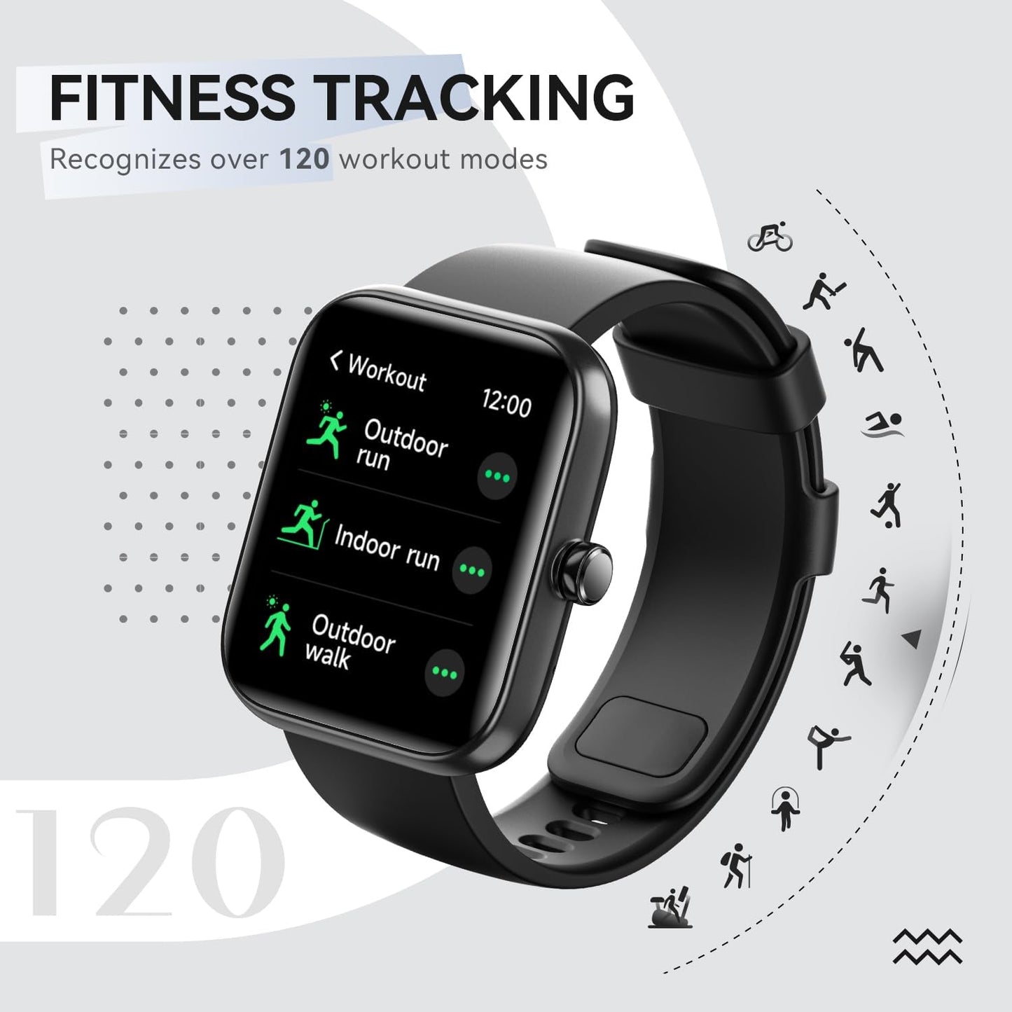 Smart Watch HD Large Display, Smart Watches for Women Men with Clear Bluetooth Call, 24/7 Health Monitoring, Fitness Tracking, Waterproof Fitness Tracker Watch for Android iOS