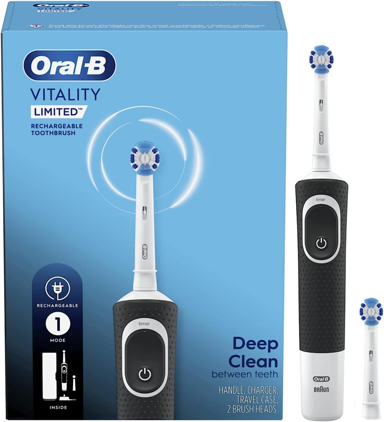 Oral-B Vitality Limited Precision Clean Rechargeable Toothbrush, 1 Refill, Black