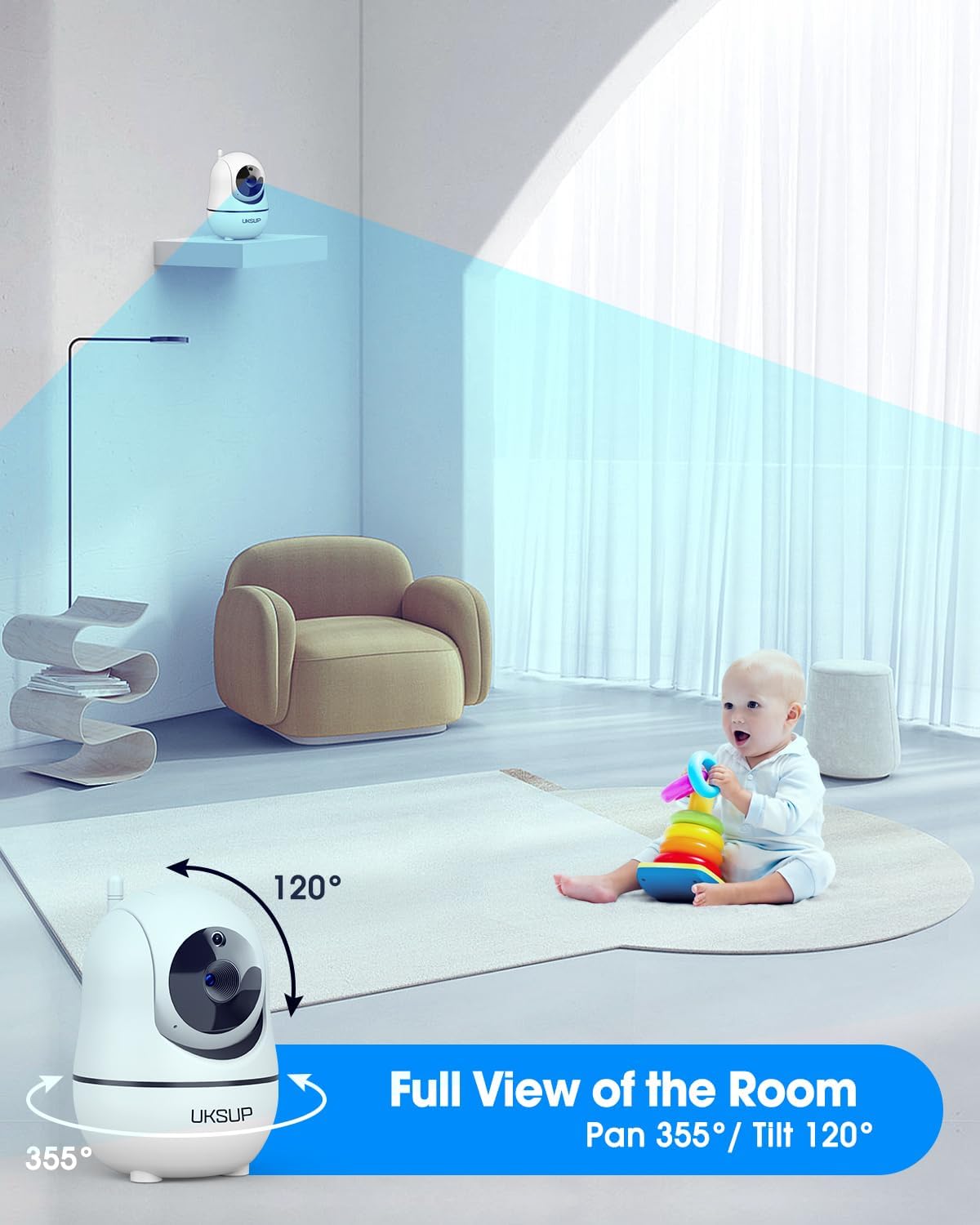 Baby Monitor with Camera and Audio - 5” Display Video Baby Monitor with 29 Hour Battery Life, Remote Pan & Tilt, 2X Zoom,Auto Night Vision, 2 Way Talk, Temperature Sensor,Lullabies,960 Feet Range