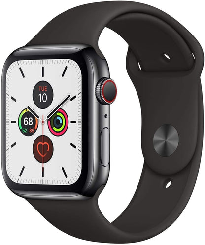 Apple Watch Series 5 (GPS, 44MM) - Space Gray Aluminum Case with Black Sport Band (Renewed)