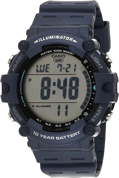 Casio Illuminator AE1500WH Series | 10-Year Battery | LED Backlight | 5-Alarms | 1/100 Sec Stopwatch | Men's Digital Watch