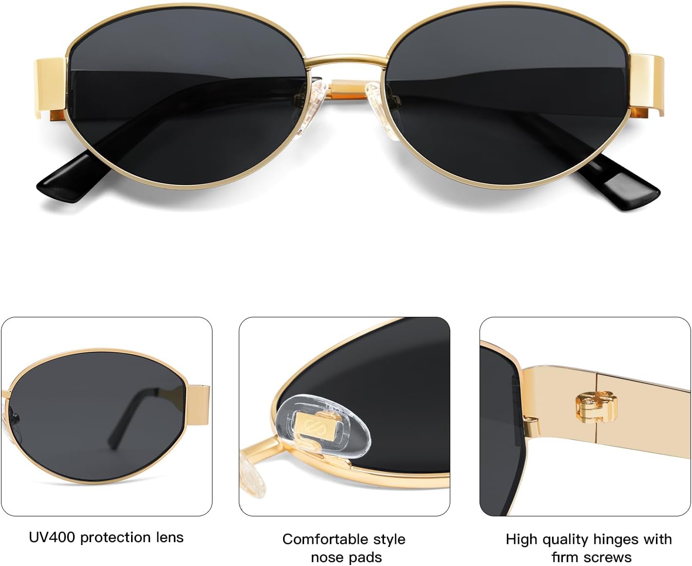 SOJOS Retro Oval Sunglasses for Women Men Trendy Sun Glasses Classic Shades UV400 Protection SJ1217