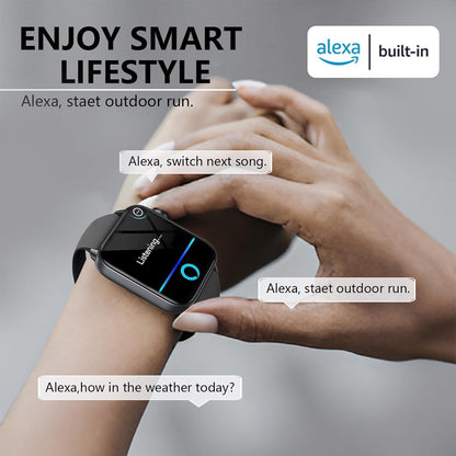 Smart Watches for Men/Women, 1.8" Alexa Built-in Smartwatch with Bluetooth Call, Heart Rate/Sleep/SpO2 Monitor, IP68 Waterproof 100+ Sport Fitness Trackers, Compatible with Android & iPhone