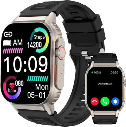 Smart Watch(Answer/Make Call), 2.01" Smartwatch for Men Women, IP67 Waterproof, 100+ Sport Modes Fitness Tracker, Heart Rate Sleep Monitor, AI Voice, Smart Watches for Android iOS Phones