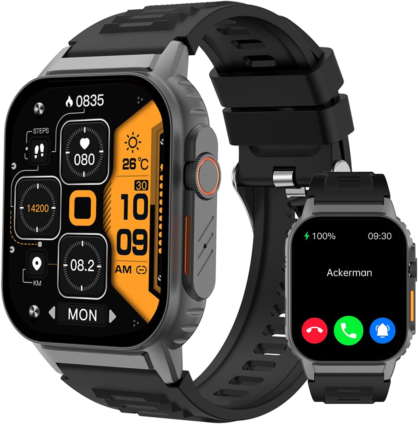 Smart Watch(Answer/Make Call), 2.01" Smartwatch for Men Women, IP67 Waterproof, 100+ Sport Modes Fitness Tracker, Heart Rate Sleep Monitor, AI Voice, Smart Watches for Android iOS Phones