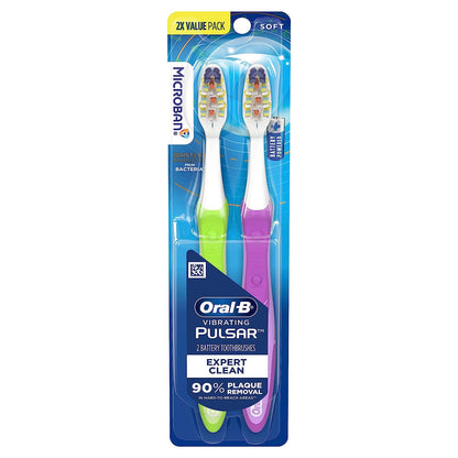 Oral-B Pro-Health Pulsar Battery Toothbrush, Soft, Blue , 2 Count (Pack of 1)