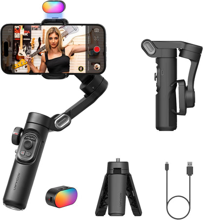 Phone Gimbal Stabilizer 3-Axis Smartphone Foldable Gimbal for iPhone Gimble with Focus Wheel TikTok YouTube Vlog Stabilizer for iPhone 15 14 13 12 Pro Max&Android-Smart XE