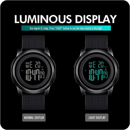 Mens Watch Ultra-Thin Digital Sports Watch Waterproof Stainless Steel Fashion Wrist Watch for Men Women