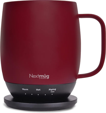 Nextmug - Temperature-Controlled, Self-Heating Coffee Mug (Burgundy - 14 oz.)