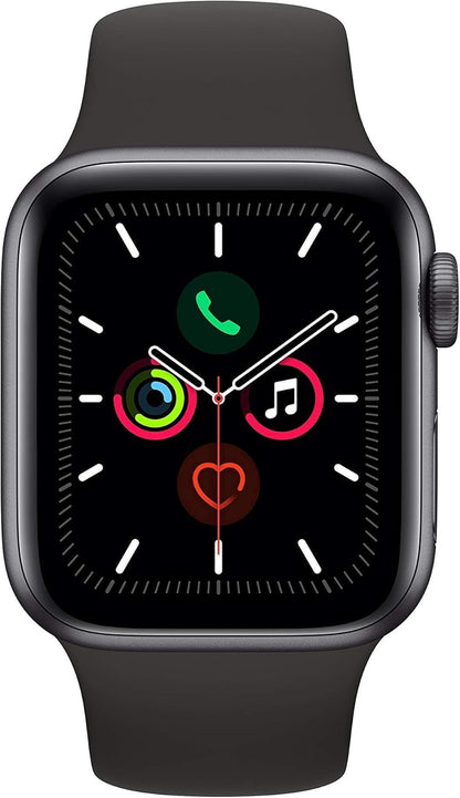 Apple Watch Series 5 (GPS, 44MM) - Space Gray Aluminum Case with Black Sport Band (Renewed)