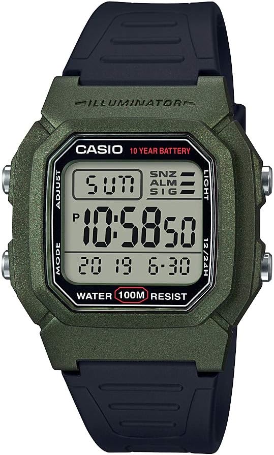 Casio W800HG Series | Men’s Digital Watch | 100 Meter Water Resistance | Multi Function Alarm | 100 SEC Stopwatch | Auto Calendar | Countdown Timer | LED Light | Dual Time| 10 Year Battery