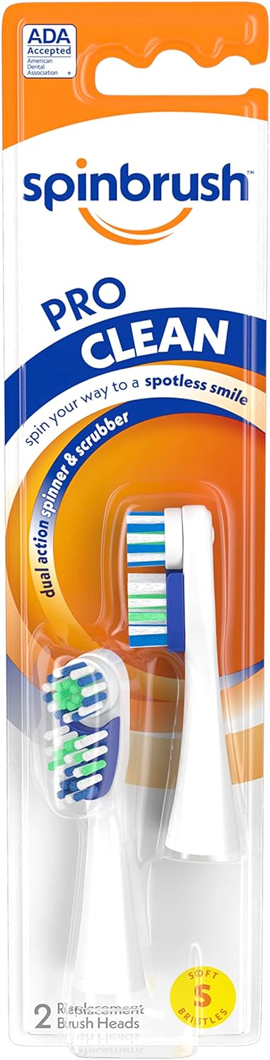 Spinbrush PRO CLEAN Battery Powered Toothbrush, Soft Bristles, 1 Count, Gold or Blue Color May Vary