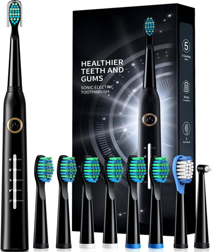 Electric Toothbrush for Adults with 8  , Sonic Electric Toothbrush with 40000 VPM Deep Clean 5 Modes, Rechargeable Toothbrushes Fast Charge 4 Hours Last 30 Days