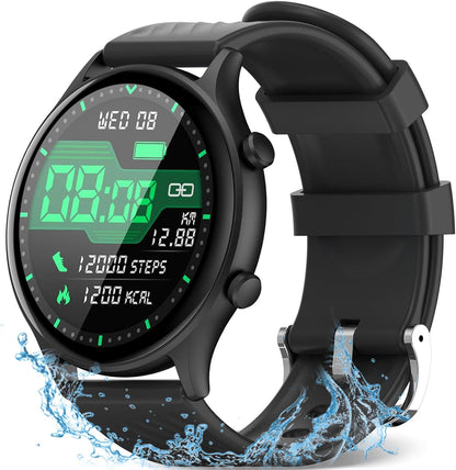 Blood Pressure Watches, Android Smart Watches for Men, Smart Watch for Women Men, Reloj Inteligente Para Hombre, Waterproof Fitness Tracker 150+ Sport Modes Smartwatch, 1.4“ Round Black