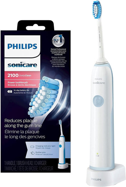 PHILIPS Sonicare 2100 Power Toothbrush, Rechargeable Electric Toothbrush, White Mint, HX3661/04