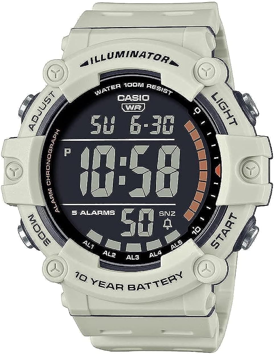 Casio Illuminator AE1500WH Series | 10-Year Battery | LED Backlight | 5-Alarms | 1/100 Sec Stopwatch | Men's Digital Watch