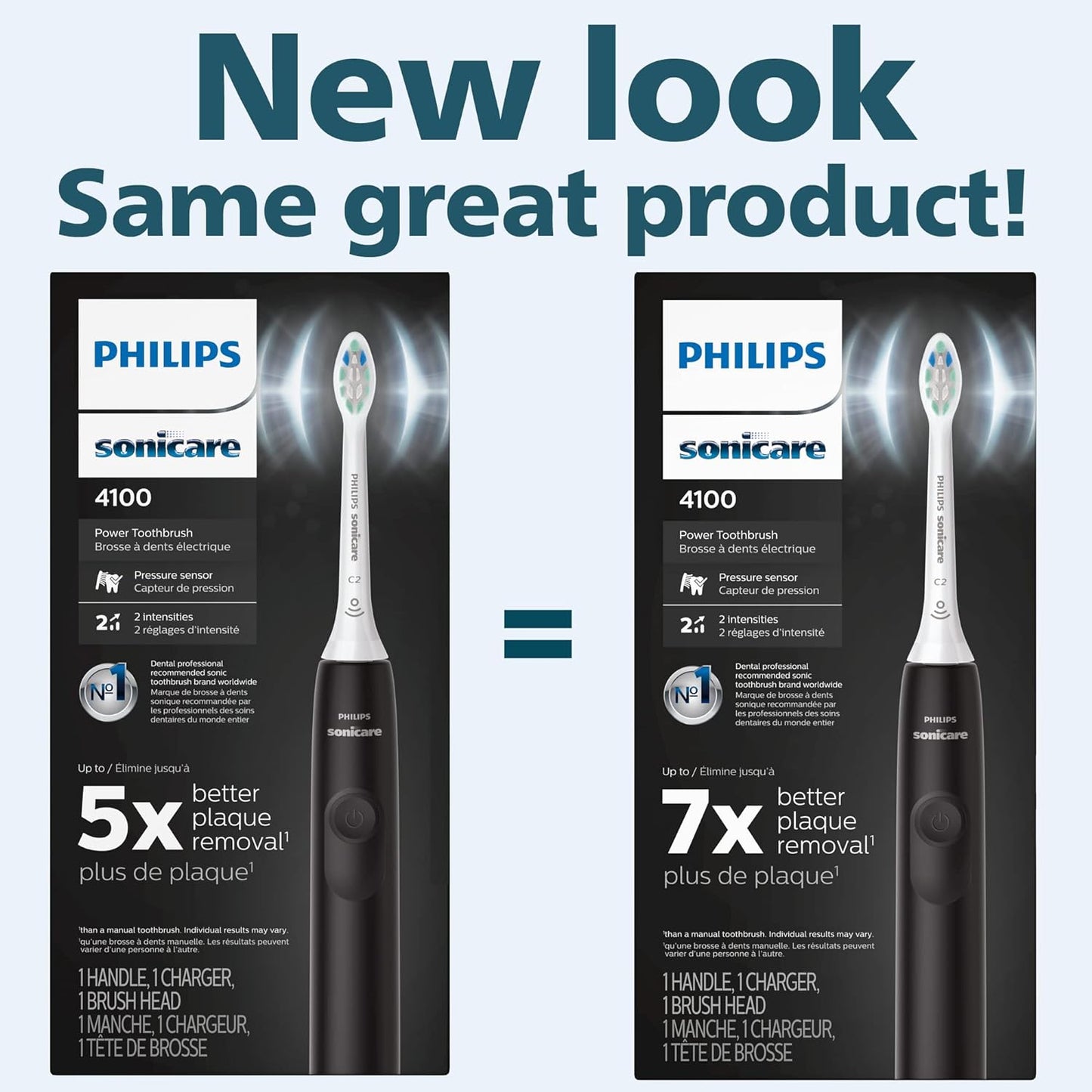 Philips Sonicare 4100 Power Toothbrush, Rechargeable Electric Toothbrush with Pressure Sensor, Black