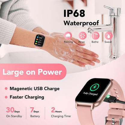 Smart Watches for Women, 1.85" Smart Watch IP68 Waterproof, 112+ Sport Modes Fitness Activity Tracker, Heart Rate Sleep Monitor, Pedometer, Fitness Watch for Android iOS