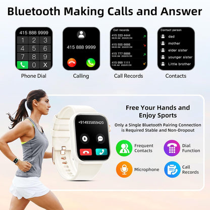 Smart Watch (Answer/Make Calls), 2024 Newest 1.85 Inch Fitness Tracker, Heart Rate/Sleep Monitor/Pedometer/Calories, Multiple Sports Modes, Waterproof Women's Men's Fitness Watch for Android iPhone