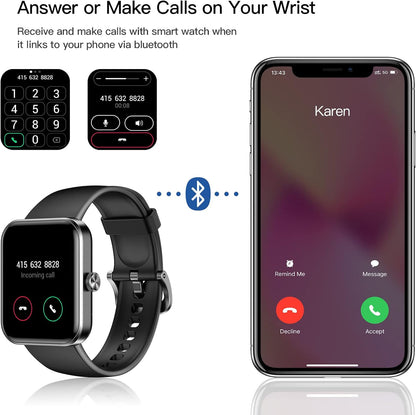 EURANS Smart Watch 42mm Bluetooth Calling (Answer/Make Call) HD Touch Screen IP68 Waterproof Fitness Tracker for Android and iOS Phones, Blood Oxygen & Heart Rate Monitor, Sleep Tracking for Men Women