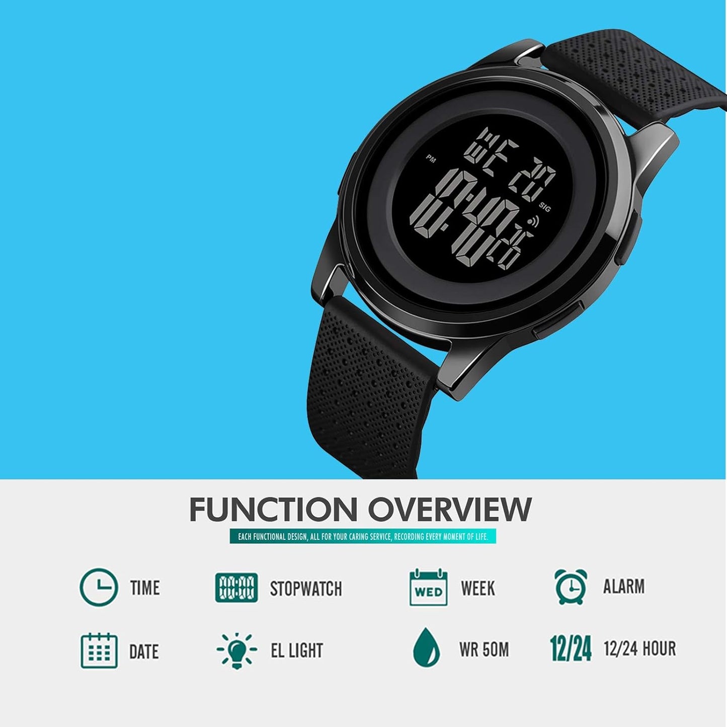 Mens Watch Ultra-Thin Digital Sports Watch Waterproof Stainless Steel Fashion Wrist Watch for Men Women