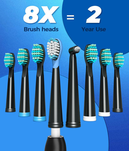 Electric Toothbrush for Adults with 8  , Sonic Electric Toothbrush with 40000 VPM Deep Clean 5 Modes, Rechargeable Toothbrushes Fast Charge 4 Hours Last 30 Days