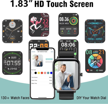 Smart Watch Full Touch Smart Watches for Android iOS Phones Compatible (Answer/Make Call) Smart Fitness Tracker Watch for Women Man Waterproof Smartwatch with Sleep/Heart Rate/sports/Step (Black)