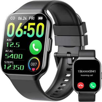 Smart Watch (Answer/Make Call) , 1.96" HD Touch Screen Smartwatch for Men Women, Fitness Watch with Heart Rate/Sleep/SpO2 Monitor, IP68 Waterproof, 140+Sport Mode Activity Trackers for Android iOS