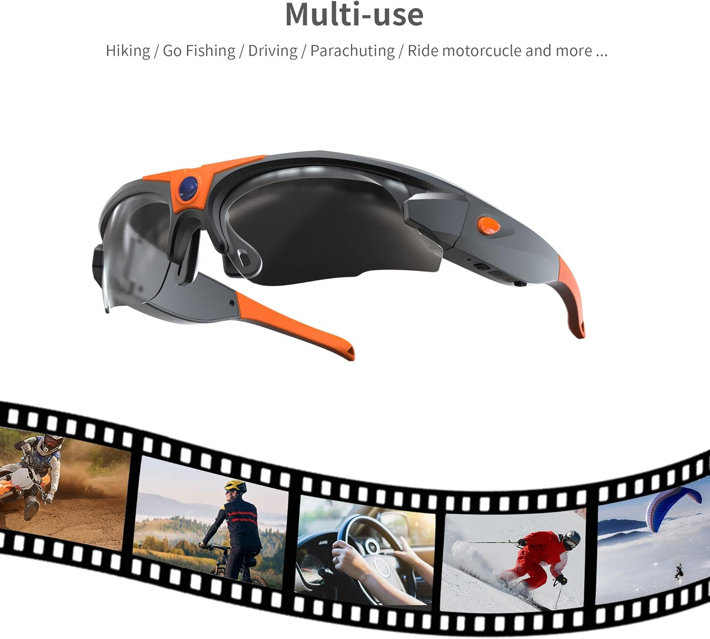 4K WiFi Camera Sunglasses Sports HD 1080P Video Recording Glasses DVR Eyewear with UV400 Protection Polarized Lenses for Outdoor Sports Supports iOS&Android (32GB TF Card Included)