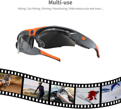 4K WiFi Camera Sunglasses Sports HD 1080P Video Recording Glasses DVR Eyewear with UV400 Protection Polarized Lenses for Outdoor Sports Supports iOS&Android (32GB TF Card Included)