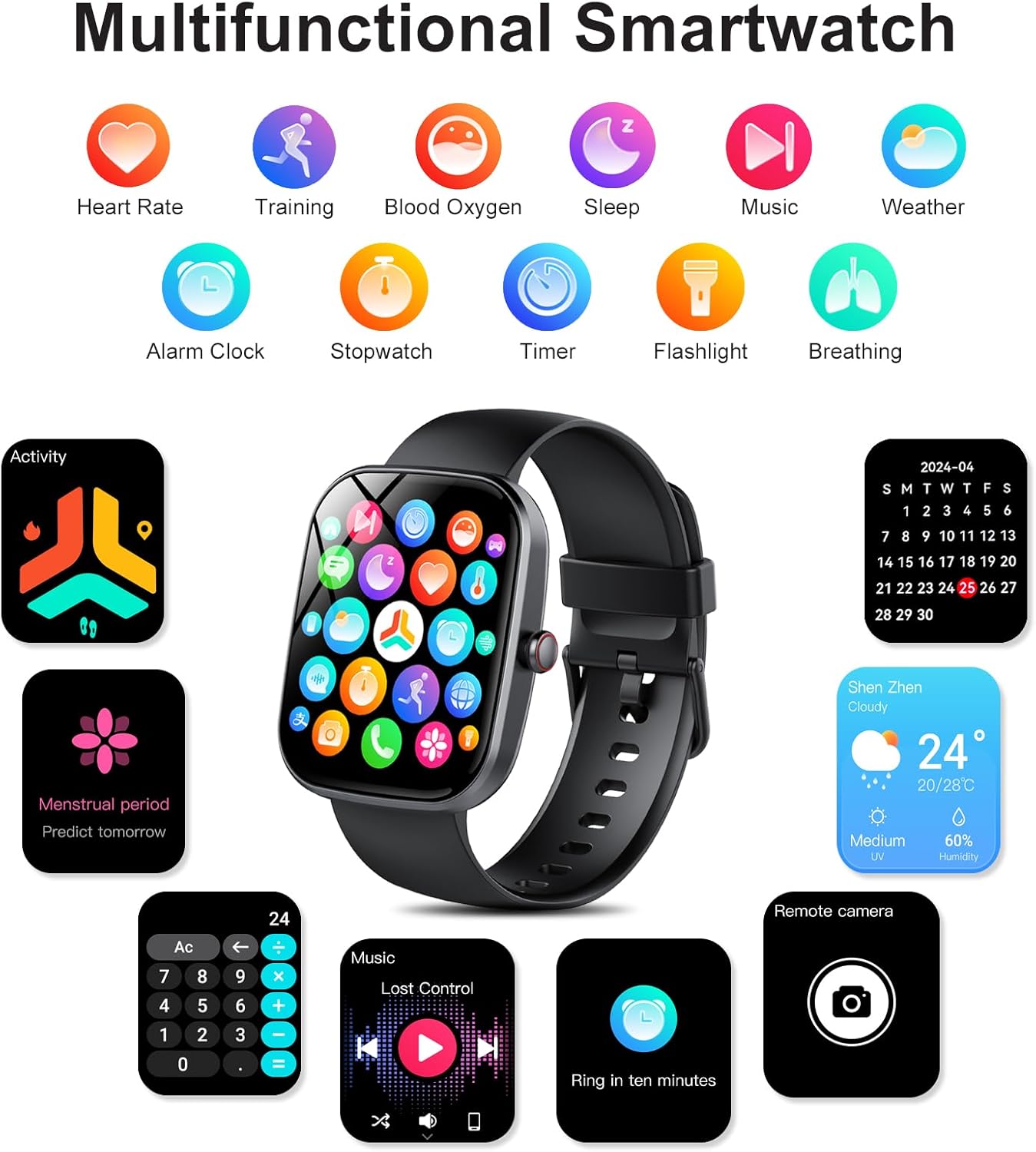 Smart Watch for Men/Women with Call/Text Reminder, Smartwatch 1.91" Touch Screen, Fitness Watch 113+ Sport Mode, Fitness Tracker Heart Rate/Sleep/Spo2/Steps Monitor, Activity Tracker for Android iOS