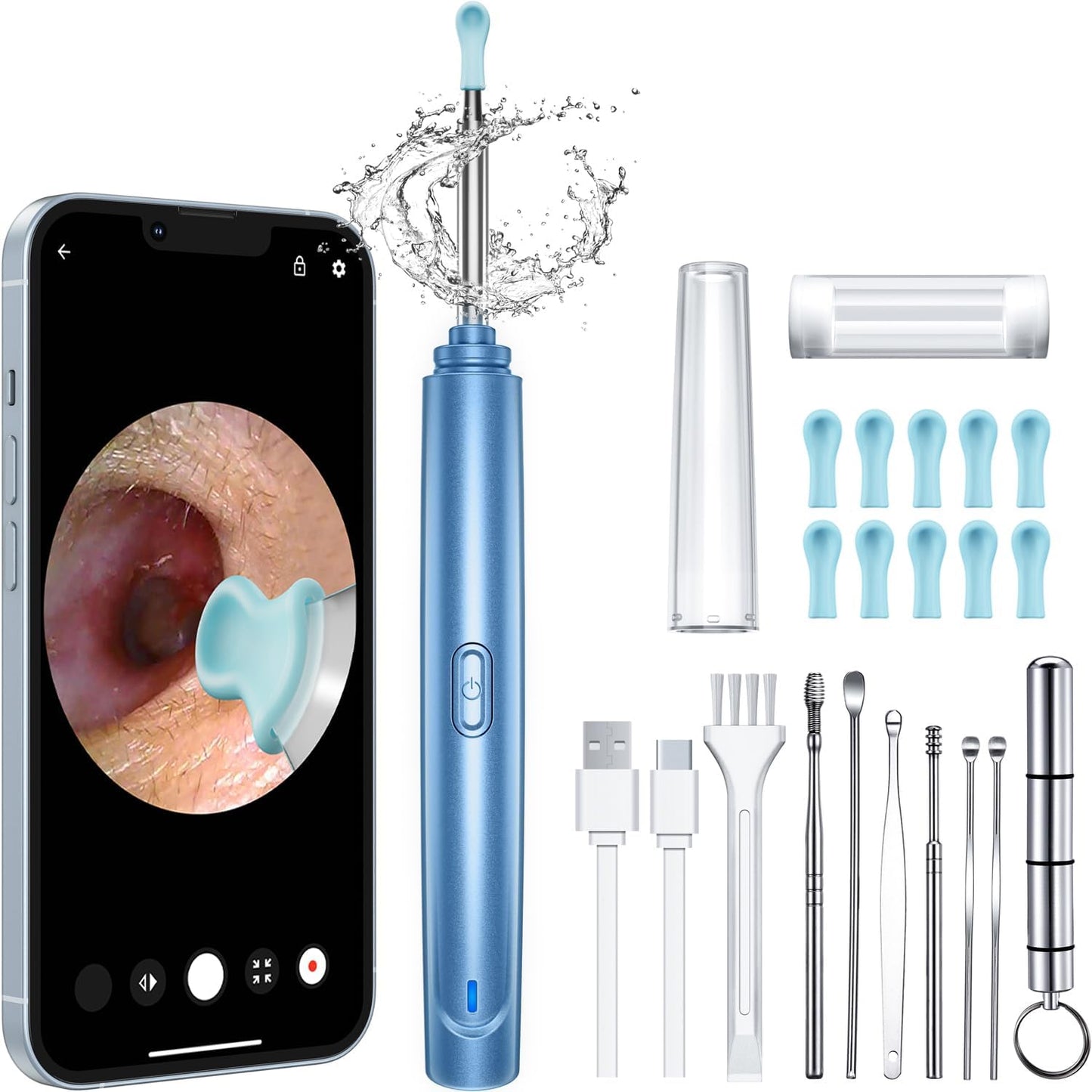 Ear Wax Removal Tool, Ear Cleaner with Camera, 1296P HD Camera and 6 LED Lights, Ear Cleaning kit with 10 Ear Pick Tips, Ear Wax Removal Kit for iOS and Android (Black)