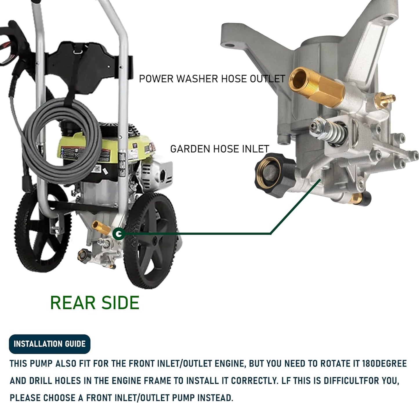 Hourleey 7/8" Shaft Vertical Pressure Washer Pump, 3400PSI 2.5GPM, Replacement Pump for Power Washer Kit, Compatible with Honda, Simpson, RYOBI, Briggs & Stratton, Subaru, Craftsman