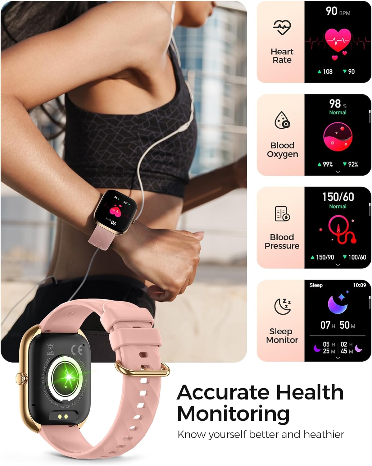 Smart Watches for Women, 2.06" HD AMOLED Screen Smartwatch (Answer/Make Calls), 24/7 Heart Rate Blood Pressure Blood Oxygen Sleep Monitor, IP68 Waterproof 114+ Sport Mode Fitness Watch Android iOS