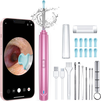 Ear Wax Removal Tool, Ear Cleaner with Camera, 1296P HD Camera and 6 LED Lights, Ear Cleaning kit with 10 Ear Pick Tips, Ear Wax Removal Kit for iOS and Android (Black)