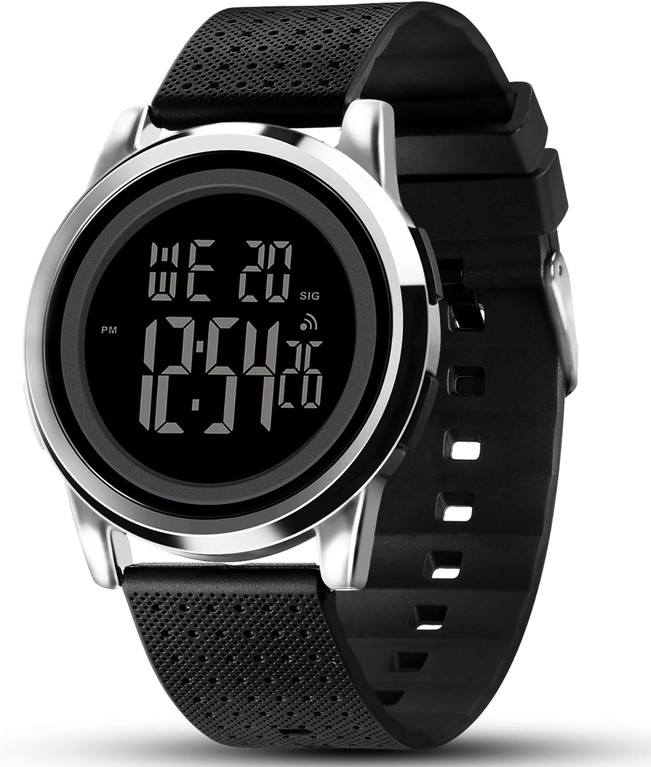 Mens Watch Ultra-Thin Digital Sports Watch Waterproof Stainless Steel Fashion Wrist Watch for Men Women