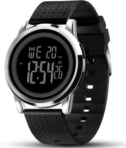 Mens Watch Ultra-Thin Digital Sports Watch Waterproof Stainless Steel Fashion Wrist Watch for Men Women