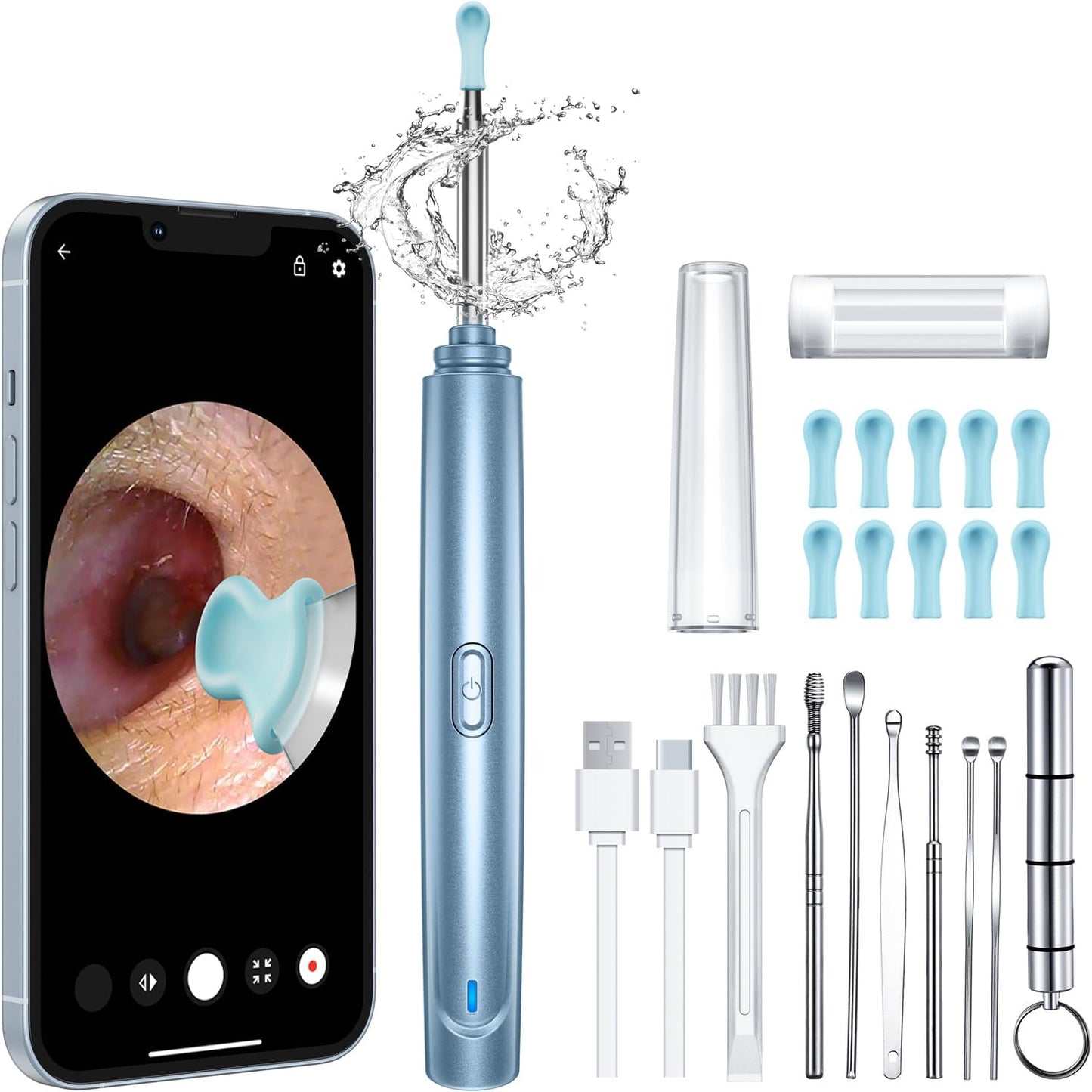 Ear Wax Removal Tool, Ear Cleaner with Camera, 1296P HD Camera and 6 LED Lights, Ear Cleaning kit with 10 Ear Pick Tips, Ear Wax Removal Kit for iOS and Android (Black)