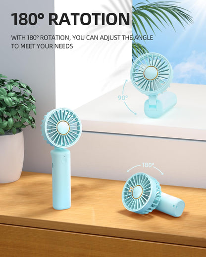 FrSara Portable Handheld Fan, Neck Fan, Mini Desk Fan, Multi-Function Fan, 2000mAh Ultra-Long Battery Life, Ultra-Quiet, 3-Speed Visual Adjustment, USB Can Charge Mobile Phones