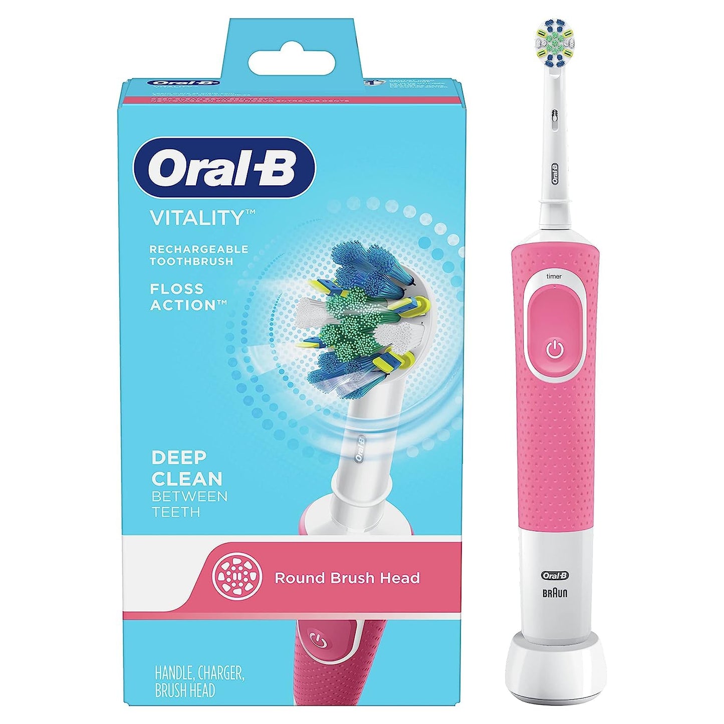 Oral-B Vitality FlossAction Electric Toothbrush with Replacement Brush Head, Black