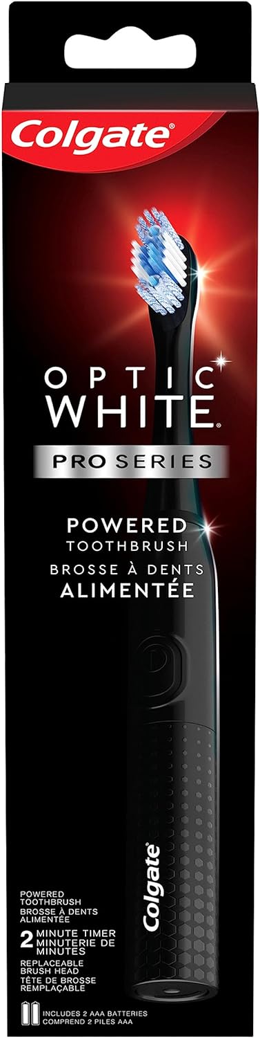 Colgate 360 Optic White Battery Powered Sonic Toothbrush, Soft, 1 Pack